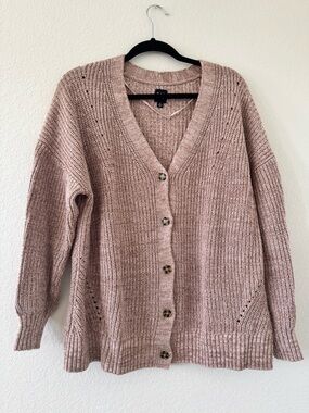 GAP Oversized Pink Chunky Knit Buttoned Cardigan